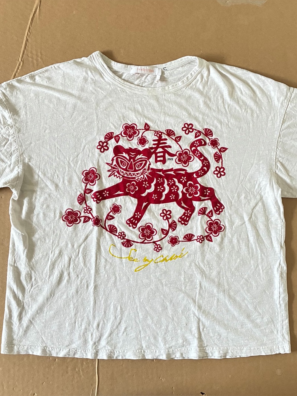 See by Chloé Lunar New Year Tiger Graphic T-Shirt 2022 Year of the Tiger Medium
